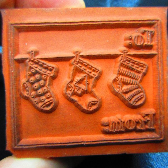 To & From Stocking Christmas Rubber Wood Mounted Stamp 2" X 2.25" - Picture 2 of 3